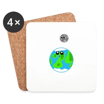 Erde und Mond Cute Planets. - Untersetzer (4er-Set) - Weiß - Vorne