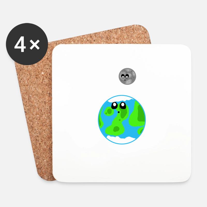 Erde und Mond Cute Planets. - Untersetzer (4er-Set) - Weiß