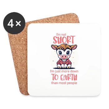 I'm not short. - Cow lovers - Coasters (set of 4) - white - Front