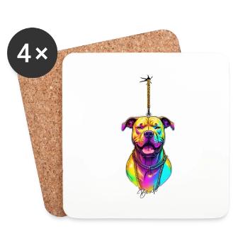 Hanged Dog in Neon Light Art - Bruh-Style shirt ! - Coasters (set of 4) - white - Front