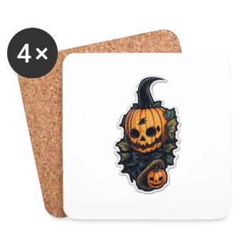 Helloween Kürbis Monster - Untersetzer (4er-Set) - Weiß - Vorne