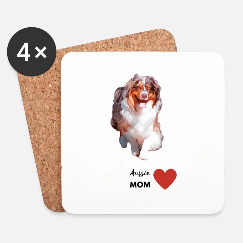 Aussie Mom - Untersetzer (4er-Set) - Weiß