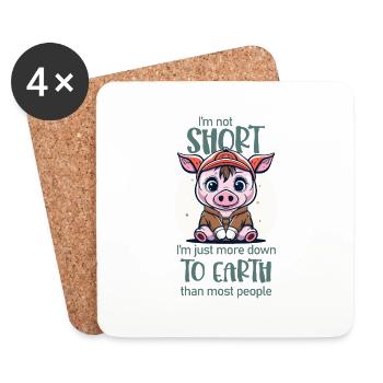 I'm not short. - pig lover - Coasters (set of 4) - white - Front