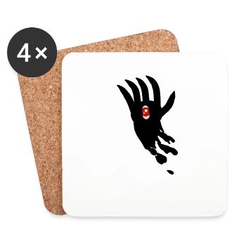 Main froide avec les yeux - Dessous de verre (lot de 4) - blanc - Devant