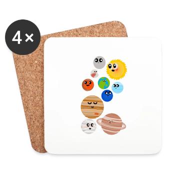 Planètes mignonnes - Dessous de verre (lot de 4) - blanc - Devant