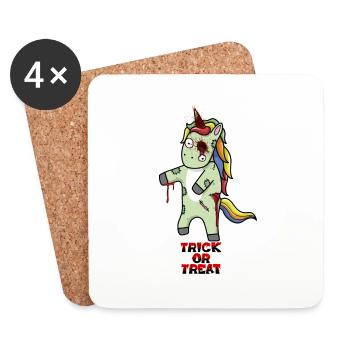 Halloween Trick or Treat Unicorn Einhorn - Coasters (set of 4) - white - Front