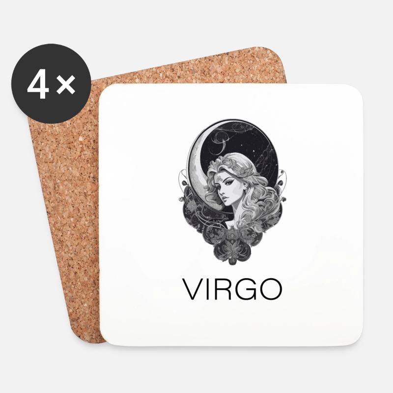 VIRGO - Sternzeichen Jungfrau Astrologie - Untersetzer (4er-Set) - Weiß