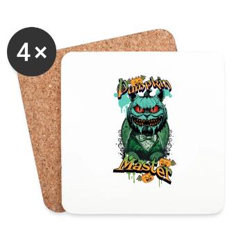 Halloween 2023 - Chesire Cat Shirt - Kürbismaster - Untersetzer (4er-Set) - Weiß - Vorne