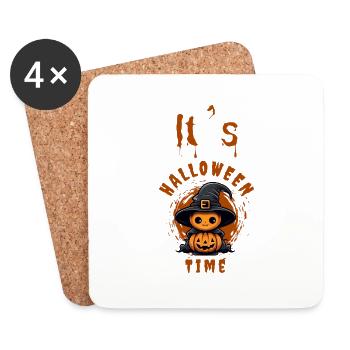 Halloween citrouille - Dessous de verre (lot de 4) - blanc - Devant