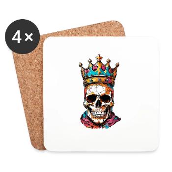 Totenkopf mit Krone - Untersetzer (4er-Set) - Weiß - Vorne
