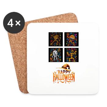 Night's Dance: Halloween Figures in Pop Art style. - Coasters (set of 4) - white - Front