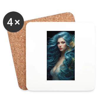 sublime aux cheveux bleu - Dessous de verre (lot de 4) - blanc - Devant