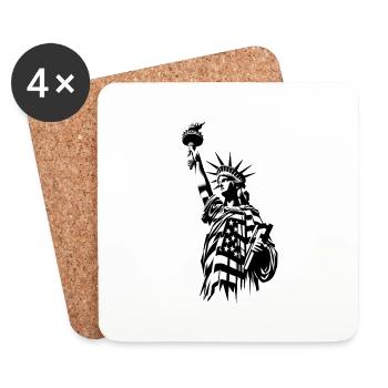 Statue de la Liberté USA drapeau street art - Dessous de verre (lot de 4) - blanc - Devant