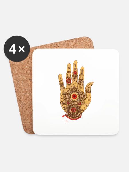 Hand of Fatima 3 Small - Coasters (set of 4) - white