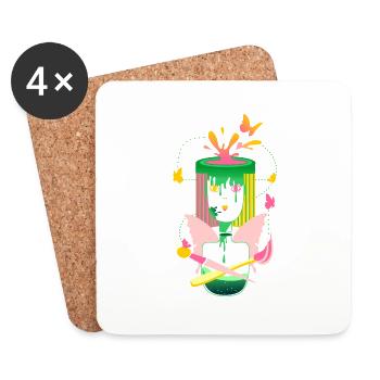 Art Fille-Papillon - Dessous de verre (lot de 4) - blanc - Devant