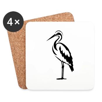 Simple petite cigogne - Dessous de verre (lot de 4) - blanc - Devant