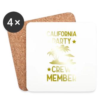 Équipe de fête californienne - Dessous de verre (lot de 4) - blanc - Devant