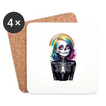 Halloween - Rock & Regenbogen - Untersetzer (4er-Set) - Weiß - Vorne