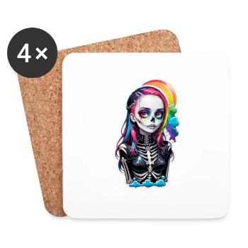 Halloween - Rock & Regenbogen - Untersetzer (4er-Set) - Weiß - Vorne