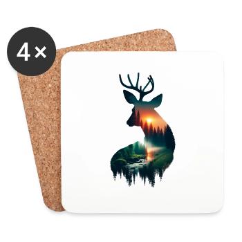 Double Exposure Deer - Coasters (set of 4) - white - Front