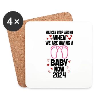 Du kannst jetzt nicht aufhören zu fragen, wann wir ein Baby bekommen - Untersetzer (4er-Set) - Weiß - Vorne