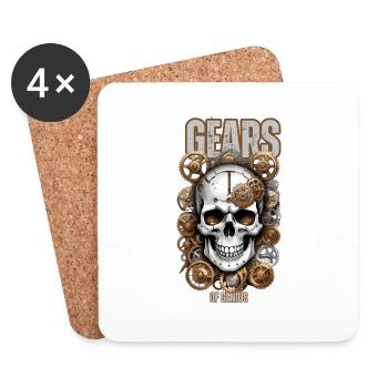 Skull Genius Zahnräder - Untersetzer (4er-Set) - Weiß - Vorne