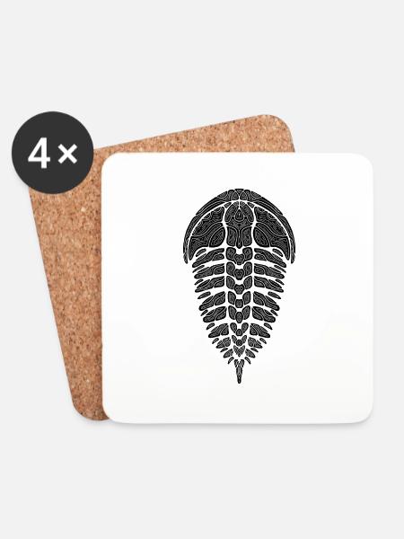 Trilobit - Untersetzer (4er-Set) - Weiß