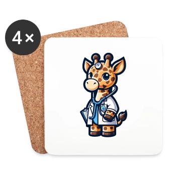 Cute Giraffe Doctor - Untersetzer (4er-Set) - Weiß - Vorne
