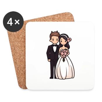 Mariée marié jeunes mariés mariage - Dessous de verre (lot de 4) - blanc - Devant