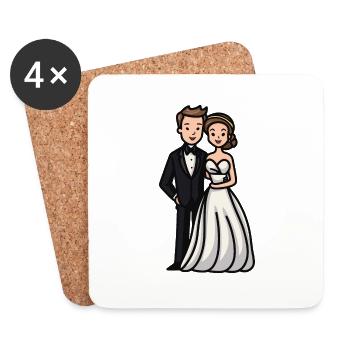 Mariage mariée marié jeunes mariés - Dessous de verre (lot de 4) - blanc - Devant
