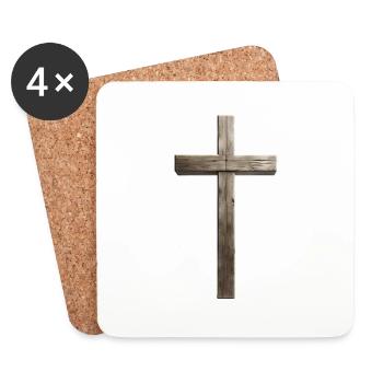 Wooden cross - Coasters (set of 4) - white - Front