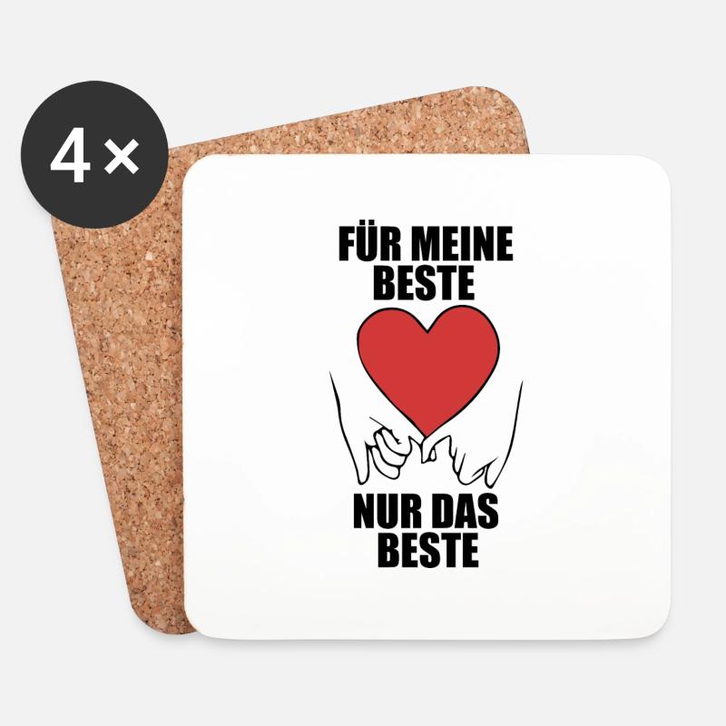 Beste Freundin Spruch Liebe Freundschaft Geschenk - Untersetzer (4er-Set) - Weiß