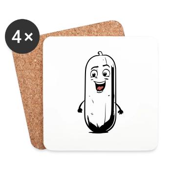 Bande dessinée Concombre - Dessous de verre (lot de 4) - blanc - Devant