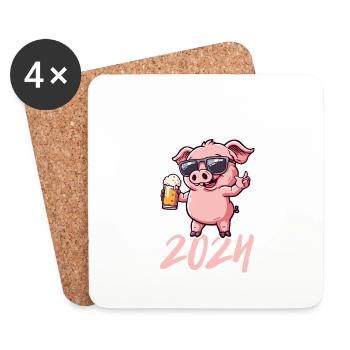 Malle 2024 Party Sau Mallorca - Coasters (set of 4) - white - Front