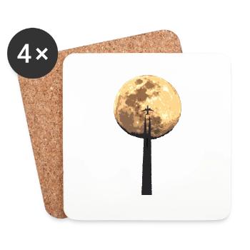 l'avion et la lune - Dessous de verre (lot de 4) - blanc - Devant