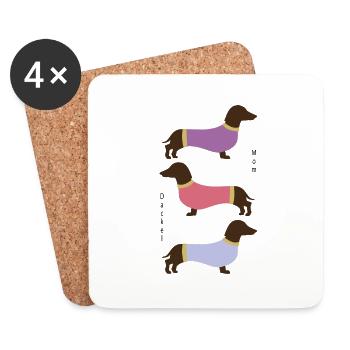 Dackel Mom - Untersetzer (4er-Set) - Weiß - Vorne