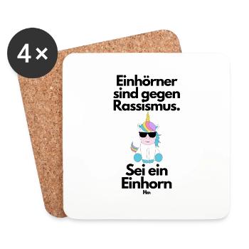 Einhörner sind gegen Rassismus - Untersetzer (4er-Set) - Weiß - Vorne
