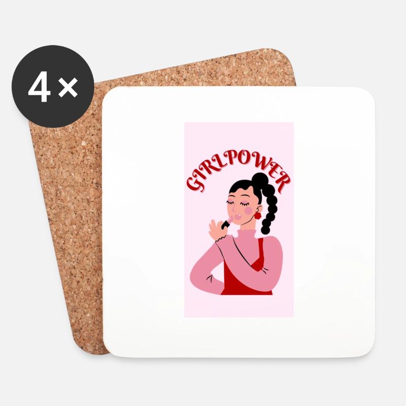 Frauenpower - Untersetzer (4er-Set) - Weiß