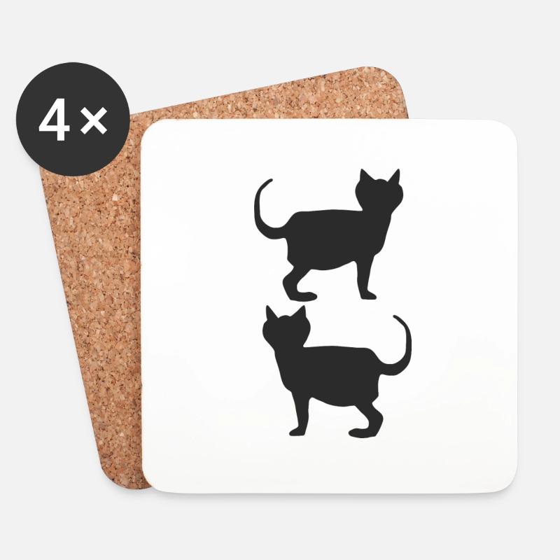 Cats Black - Coasters (set of 4) - white