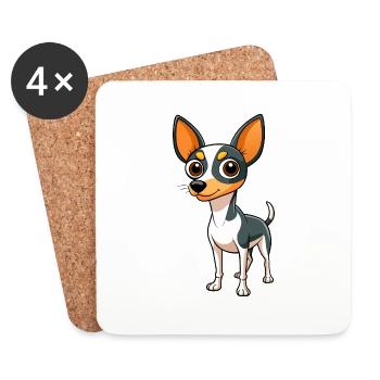 Vigilant Rat Terrier Art - Coasters (set of 4) - white - Front