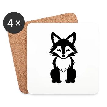 Renard - Dessous de verre (lot de 4) - blanc - Devant