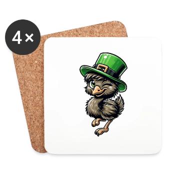 Plaisir de l’émeu et du Maine Coon de la Saint-Patrick - Dessous de verre (lot de 4) - blanc - Devant