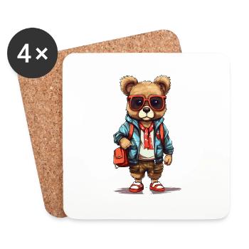 Cute bear cartoon - Coasters (set of 4) - white - Front