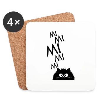 MiMiMi-Katze - Untersetzer (4er-Set) - Weiß - Vorne
