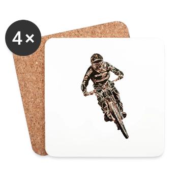 Downhill-Mountainbiken - Untersetzer (4er-Set) - Weiß - Vorne