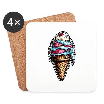 Eiscreme / Sorbet / Gelato / Sommer / Sonne - Untersetzer (4er-Set) - Weiß - Vorne