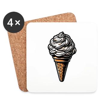Ice Cream / Sorbet / Gelato / Summer / Sun - Coasters (set of 4) - white - Front
