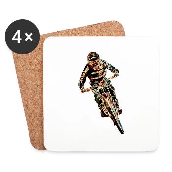 vtt mtb downhill - Dessous de verre (lot de 4) - blanc - Devant