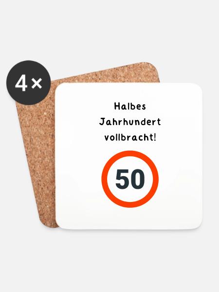 50th Birthday - Coasters (set of 4) - white