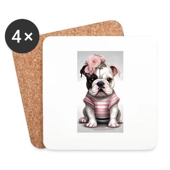 Bulldogge - Untersetzer (4er-Set) - Weiß - Vorne
